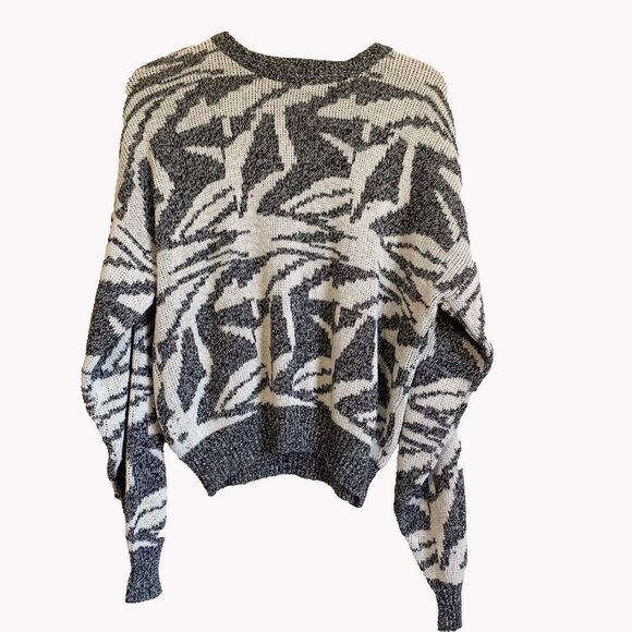 Vintage Barnaby Mens Sweater Sz Large Black White Retro Abstract 90s 80s Cosby - Picture 1 of 7